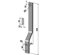 Brazo 350 x 32 mm para grada EINBÖCK 15-171-02 adaptable - BlackSteel©