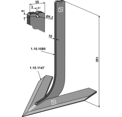 Brazo con cuchilla de binadora 260 x 10 mm para escardador STEKETEE 405626 adaptable - BlackSteel©