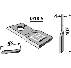 Couteau rotatif droit pour faucheuse VICON VN90261560 adaptable - BlackSteel©