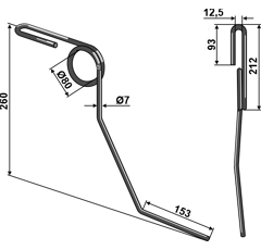 Torsionstriegelzinken Ø7mm - rechts - 602756 | Steketee - Nachbau