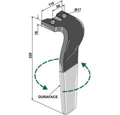 Kreiseleggenzinken,  beschichtet - links RH68LDURA Kuhn Nachbau