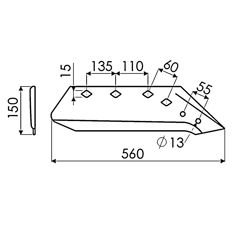 Pflugschar links KUHN/HUARD 14" H4 622167 original
