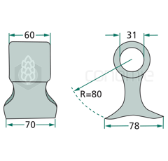 Marteau pour broyeur 70x60mm SEPPI 194.02.025 Adaptable 