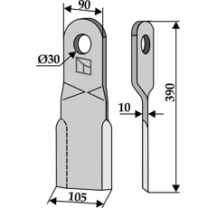 Couteau gauche pour broyeur 390x90mm BAMS adaptable - Blacksteel©