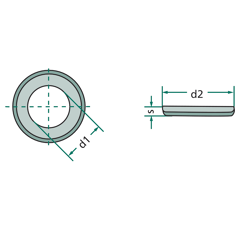 Rondelles plates acier - Filetage M10 Dint.10,5mm Epaiss.2mm