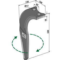 Kreiseleggenzinken 350x18x100 rechts Nachbau