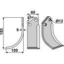 Fräsmesser Links 185 x 60 Agria Nachbau