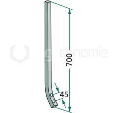 Dent 700 x 30 x 30 mm pour semoir adaptable