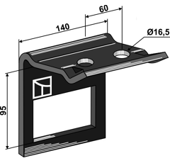 Halter für Zinken 100x14 mit Verstärkungsfeder 100x12 - 70x70