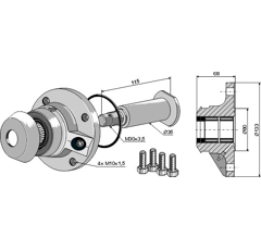 Palier complet gauche pour machine agricole OVERUM 3940362M1 adaptable