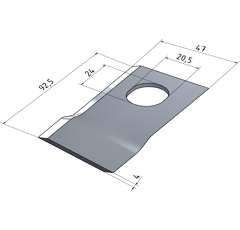KM-Klinge links , 92,5x47x4 mm Loch: 20,5x24 mm 13800021N JF-Stoll Nachbau 