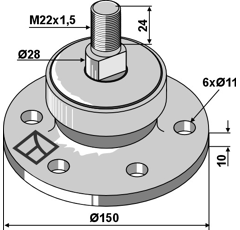 Lagerflansch / 6-Loch / LK Ø105 – Nachbau  