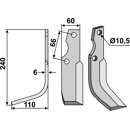 Fräsmesser Links 240 x 60 Goldoni Nachbau