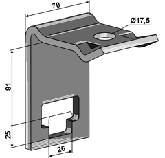 Bride de fixation pour dent 25 81 mm adapt. BlackSteel©