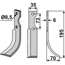 Fräsmesser Rechts 195 x 35 Pasbo Nachbau