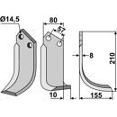 Fräsmesser Rechts 210 x 80 Muratori Nachbau