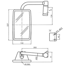 Espejo retrovisor completo dcho. para máquina agrícola DEUTZ-FAHR - HÜRLIMANN adaptable