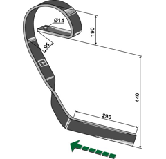 Schleppzinken rechts 630 mm KÖCKERLING / LEMKEN 904342 - Nachbau