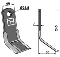 Couteau-Y pour broyeur 245x60mm LAGARDE adaptable