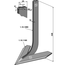 Dent avec cœur 220 x 10 mm pour bineuse STEKETEE 405622 adaptable - BlackSteel©