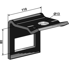 Halter für Rahmen 70 x 70, Zinken 80 x 10  