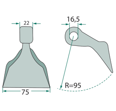 Marteau 75 mm pour broyeur HMF adaptable