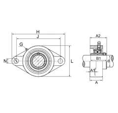 Palier auto-aligneur ovale fonte UCFL 206 | GENERIQUE