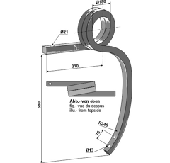 Dent double spire gauche pour cultivateur 304661 adaptable - Blacksteel©