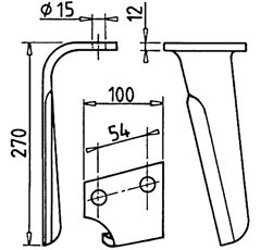Dent droite pour herse rotative PERUGI 320424 adaptable