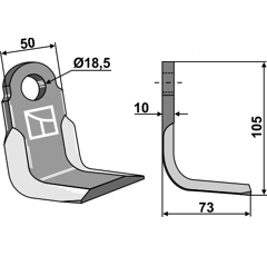 Couteau équerre pour broyeur 102x50mm PALLADINO adaptable - Blacksteel©
