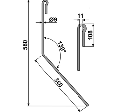 Griffe Ø9mm pour semoir AMAZONE 952459 adaptable 