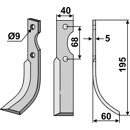 Fräsmesser Rechts 195 x 40 Benassi, Barbieri  Nachbau