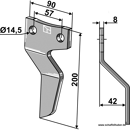 Rotorzinken -  Rechts 200 x 90 Maschio Nachbau