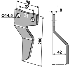 Rotorzinken -  Rechts 200 x 90 Maschio Nachbau