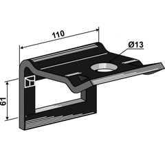 Bride de fixation pour 50 x 50 - 13 mm adapt. - BlackSteel©