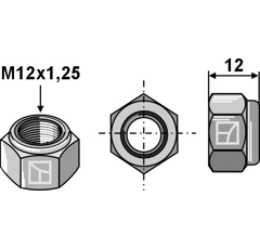 Écrou hexagonal à freinage interne - M12x1,25 - 8.8