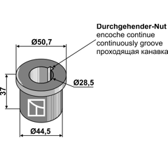 Buchse 37x28,5 für Häcksler SCHULTE – Nachbau  
