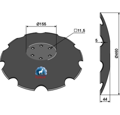 Disque crénelé ∅460x5 pour déchaumeur KUHN H2206710 adaptable - Blacksteel©