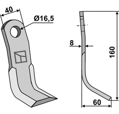 Couteau-Y pour broyeur 160x40mm NOBILI adaptable - Blacksteel©