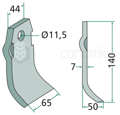 Fléau large 140 mm pour broyeur SPRAGELSE adaptable