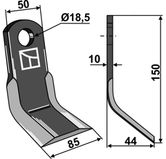 Fléau 150 x 50 x 44 x 10 mm pour broyeur LAGARDE adaptable