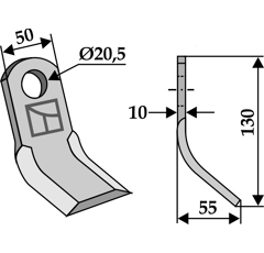 Couteau Y pour broyeur KUHN 606.0009 adaptable - Blacksteel©