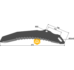 Couteau d'ensilage pour mélangeuse PÖTTINGER 434.048 adaptable - Blacksteel©