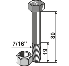 Tornillo 7/16''UNF x 80 para trituradora  adaptable - Blacksteel©