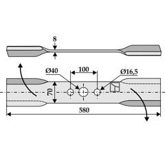 Couteau droit pour faucheur 580mm ILMER adaptable - Blacksteel©