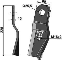 Couteau pour broyeur RÖLL 690610 adaptable - Blacksteel©
