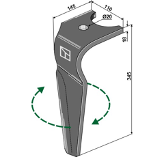 Dent Droite pour herses rotatives KUHN K2507070 adaptable - Blacksteel©