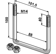 Bügelschraube M14 - 100 mm Nachbau