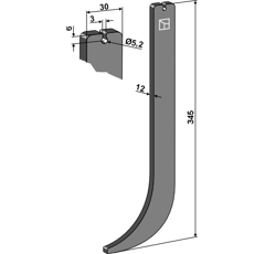 Dent 345 x 30 mm pour herse STEKETEE 405799 adaptable - BlackSteel©