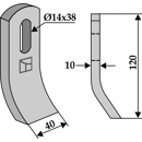 Fléau 120 mm pour broyeur TURNER 408-685 adaptable